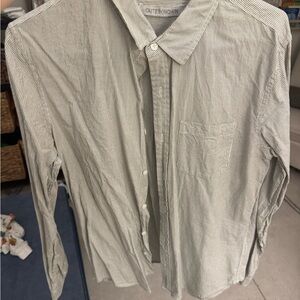 Outerknown women's Pinstripe Shirt - green and White